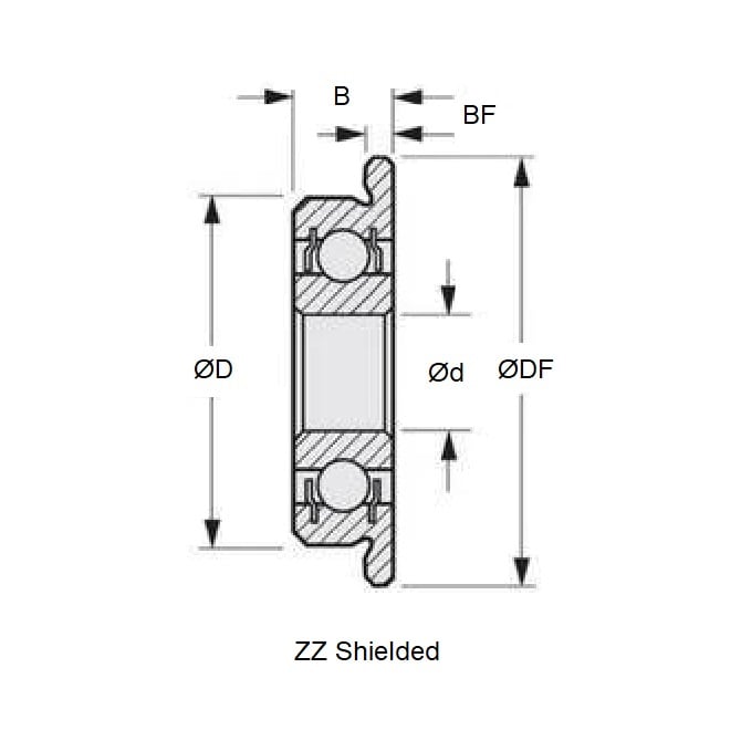 Ball Bearing   10 x 19 x 5 mm  - Flanged Chrome Steel - P6 - CN - Standard - Shielded - MBA  (Pack of 20)