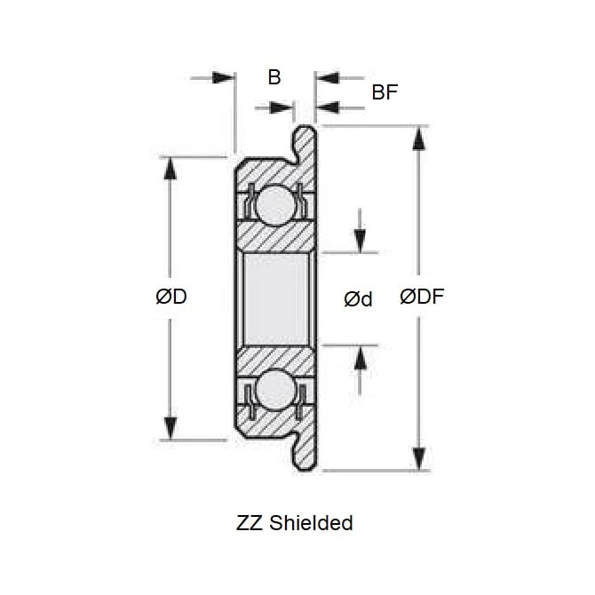 Hirobo ZTS Upgrade Kit Flanged Bearing 3-6-2.5mm Alternative Stainless Steel, Double Shielded, Ceramic Balls Standard (Pack of 1)