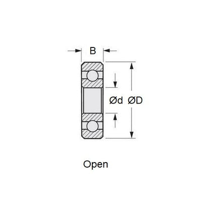 Kyosho CONCEPT 30 SR-T Bearing 6-10-2.5mm Alternative Open Standard (Pack of 1)