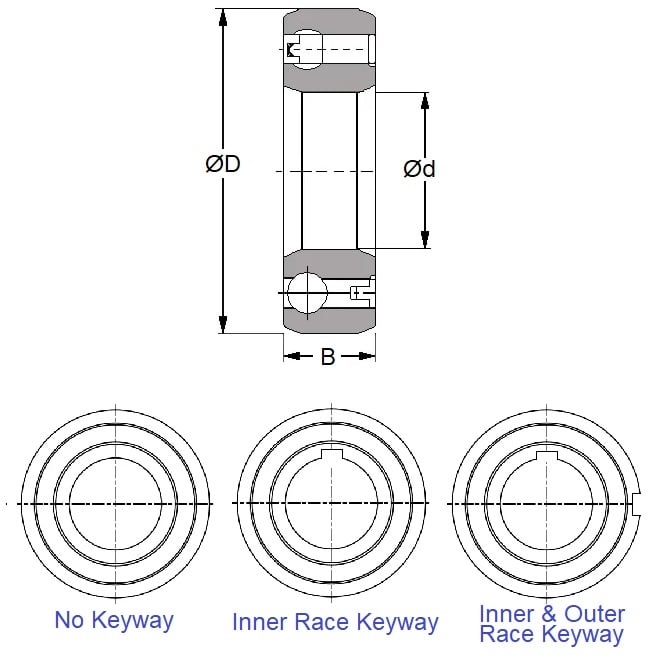 One Way Bearing   12 x 32 x 10 mm  - Sprag Clutch Chrome Steel - With Two Keyways - MBA  (Pack of 1)