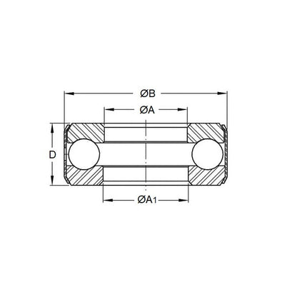 Thrust Bearing   25.4 x 50.8 x 16 mm  - Banded Carbon Steel - MBA  (Pack of 1)