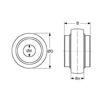 Plastic Bearing   25.4 x 52 x 18 Solid mm  - Insert for Plastic Housings Acetal Solid - Spherical OD - MBA  (Pack of 5)