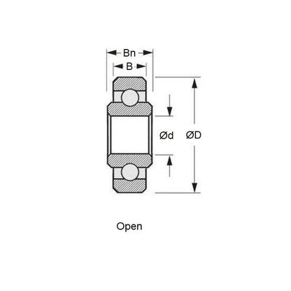 Plastic Bearing   12.7 x 34.925 - 11.113 / 12.7 mm  - Extended Inner Ball Acetal - Plastic Extended One Side - MBA  (Pack of 50)