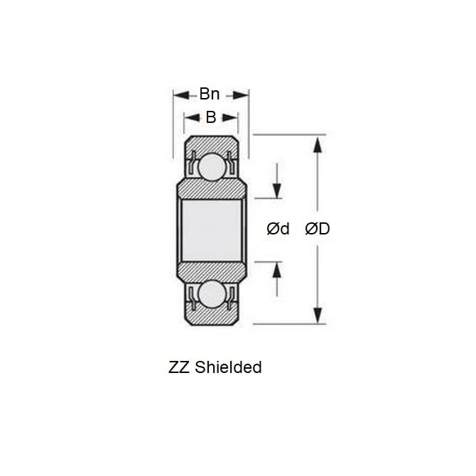 Ball Bearing    1.191 x 3.967 x 2.381 mm  - Extended Inner Stainless 440C Grade - Abec 1 - MC3 - Standard - Shielded with Light Oil - MBA  (Pack of 1)