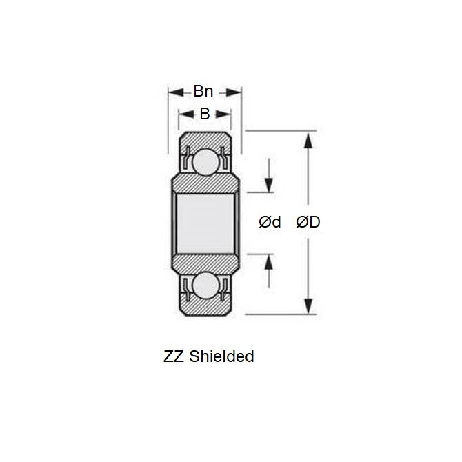 Ball Bearing    1.191 x 3.967 x 1.588 mm  - Extended Inner Stainless 440C Grade - Abec 5 - MC34 - Standard - Open Lightly Oiled - Ribbon Retainer - MBA  (Pack of 20)