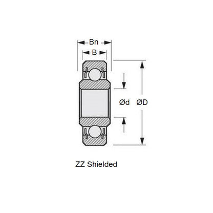 Ball Bearing    1.191 x 3.967 x 1.588 mm  - Extended Inner Stainless 440C Grade - Abec 5 - MC34 - Standard - Open Lightly Oiled - Ribbon Retainer - MBA  (Pack of 20)