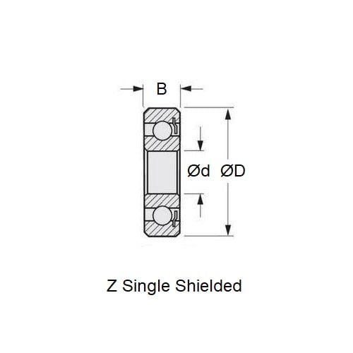 Nelson 7.5 - 45 Rear Bearing 12-28-8mm Suggested Single Shield High Speed Polyamide (Pack of 1)