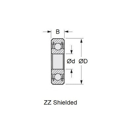 Ball Bearing   10 x 15 x 4 mm  -  Ceramic Hybrid Stainless with Si3N4 - Shielded - ECO  (Pack of 1)