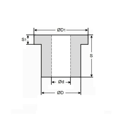 Bush   16 x 22 x 35 mm  - Flanged Brass with Graphite Plug - MBA  (Pack of 1)