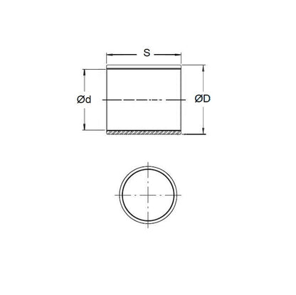 Bush   38.1 x 44.45 x 57.15 mm Bronze SAE841 Sintered - Loose ID - Standard OD Option 3 - MBA  (Pack of 1)