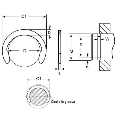 Crescent Ring    4 x 0.4 mm  -  Carbon Spring Steel - MBA  (Pack of 50)