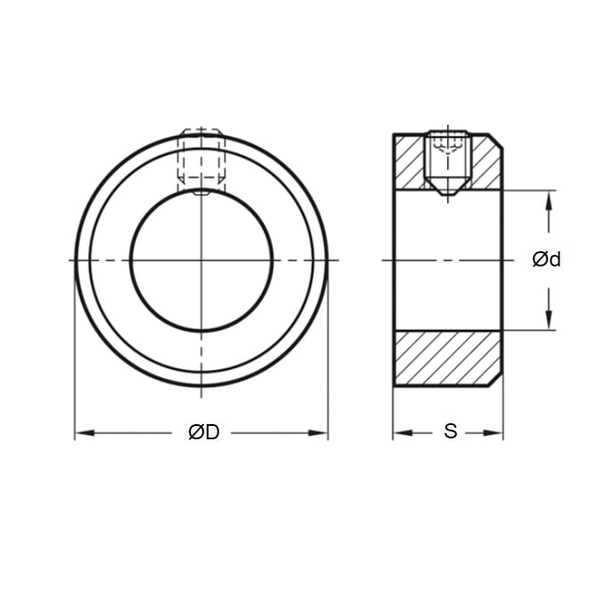 Shaft Collar   57.15 x 82.55 x 23.8 mm  - One Piece Set Screw Steel Zinc Plated - Round Bore - MBA  (Pack of 1)