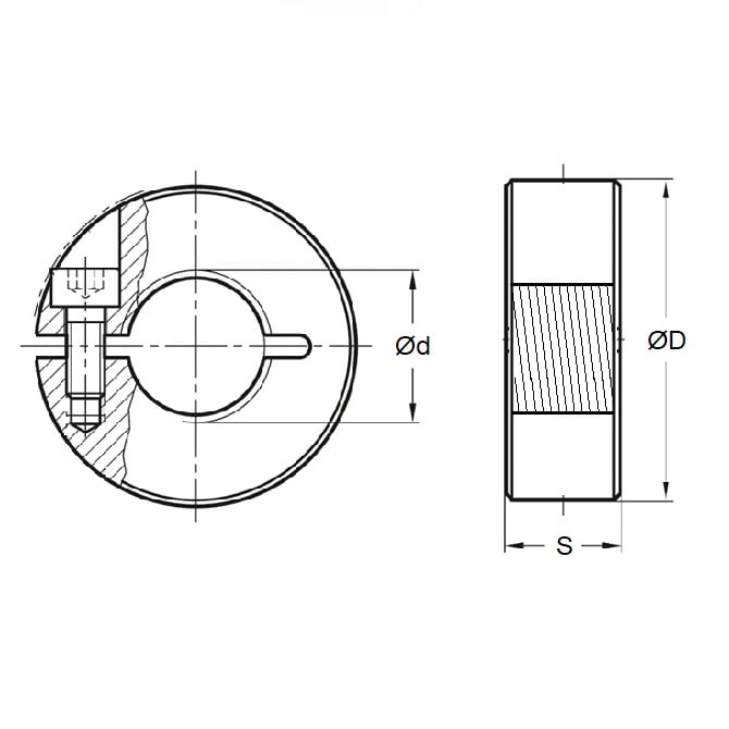 Threaded Collar    1.1-4-12 UNF x 52.388 x 12.7 mm  - One Piece Clamp Mild Steel - Threaded Bore - MBA  (Pack of 1)