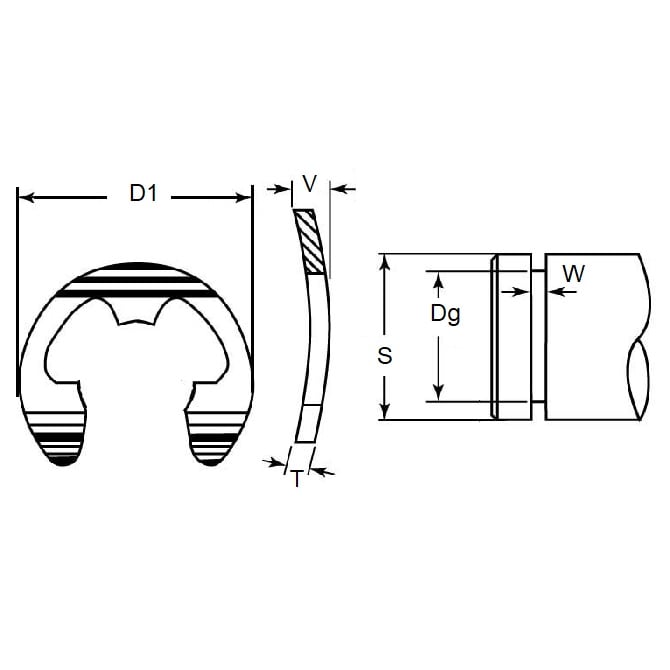 E-Clip   11.11 x 0.9 mm  - Bowed Carbon Steel - MBA  (Pack of 1)