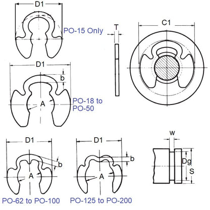 E-Clip   19.05 x 1.58 mm  - Klipring Zinc Plated Carbon Steel - MBA  (Pack of 50)