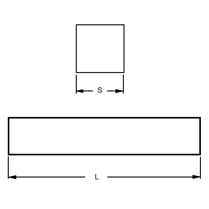 Square Keysteel Length   25.4 x 25.4 x 900 mm  - Stock Length Stainless 316 - A4 - Square - Undersized - Standard - ExactKey  (Pack of 1)