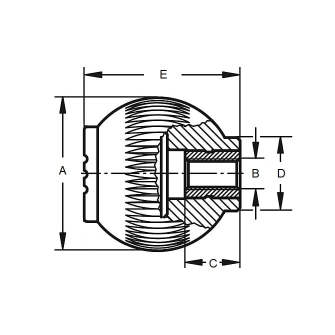 Ball Knob    1/4-20 UNC x 24.89 mm  - Novo-Grip Steel Insert Rubber and Steel - Female - MBA  (Pack of 10)