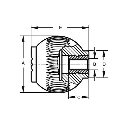 Ball Knob    1/4-20 UNC x 24.89 mm  - Novo-Grip Steel Insert Rubber and Steel - Female - MBA  (Pack of 10)