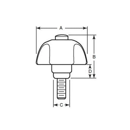 Three Lobe Knob    1/4-20 UNC x 50.04 x 25.4 mm  -  Plastic with Insert - Male - MBA  (Pack of 1)