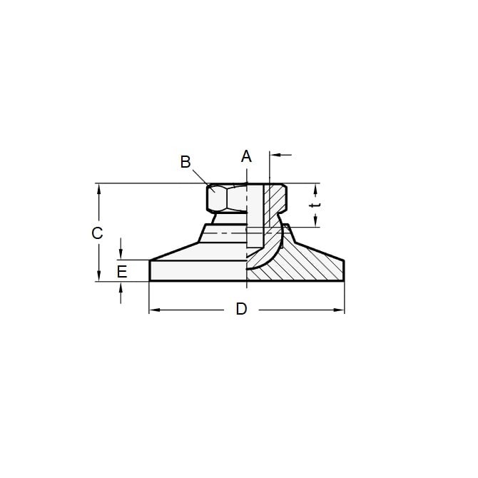 Levelling Mount    1-8 UNC x 101.6 x 20.6 - 6800kg  - Socket Stainless 316 with Rubber Pad - MBA  (Pack of 1)