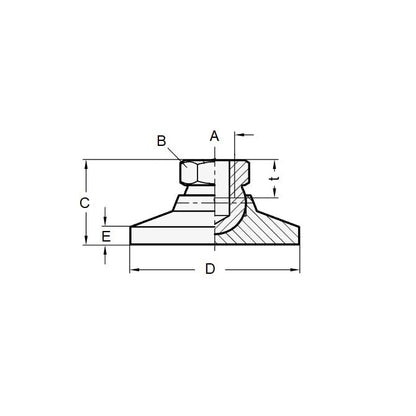 Levelling Mount    3/4-10 UNC x 76.2 x 15.8 - 820kg  - Socket Gold Chromate with Acetal Pad - MBA  (Pack of 1)