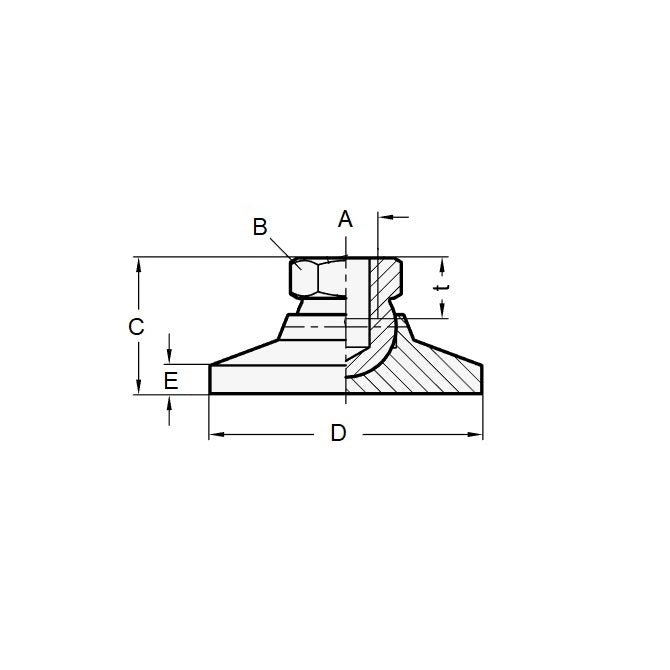 Levelling Mount    1/4-20 UNC x 25.4 x 7.9 - 500kg  - Socket Stainless 303 Grade - Swivel - MBA  (Pack of 1)