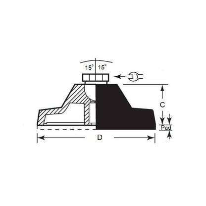 Levelling Mount    5/8-11 UNC x 101.6 - 1170kg  - Socket Nylon - MBA  (Pack of 1)