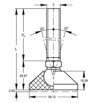 Levelling Mount M8 x 50 x 29.5 - 210kg  - Mounts - Leveling - Studded - Nylon - No Lag Holes 304 Stainless Steel - MBA  (Pack of 1)