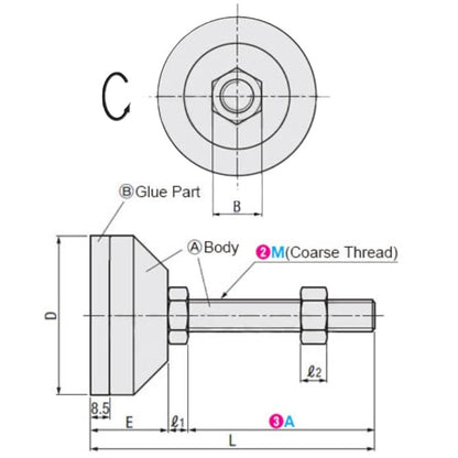 M20 x 60.0 x 43.0 Levelling Mount MLM-200M-120-ZPP-ECO