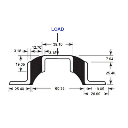 Vibro-Insulator Strips Mount  304.8 x 114.3 x 33.3 mm  - Vibro-Insulator Strip Neoprene and Steel - MBA  (Pack of 1)