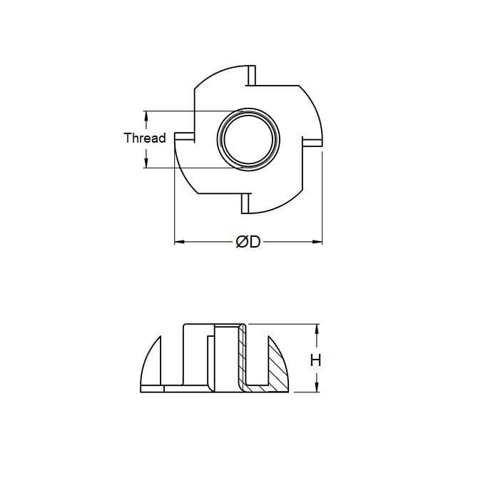 Blind Nut    M5 mm  - Tee Steel Zinc Plated - MBA  (Pack of 50)