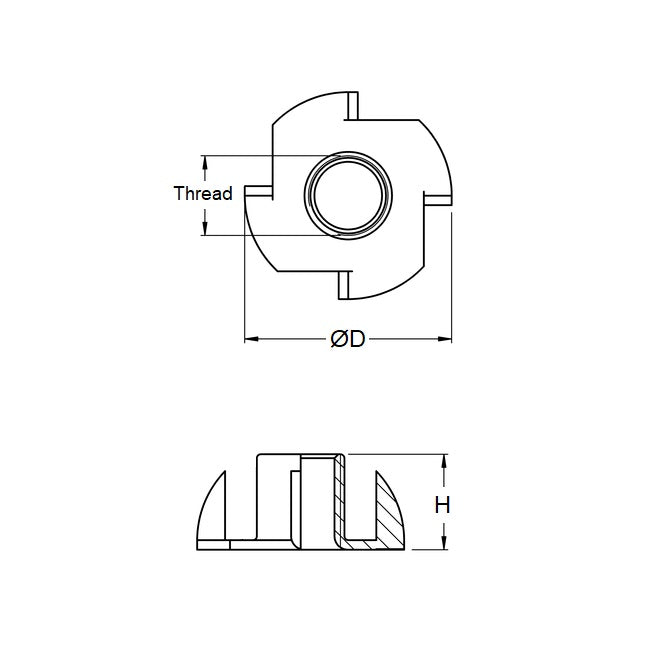 Blind Nut 3/8-16 UNC  - Tee Steel Zinc Plated - MBA  (Pack of 50)