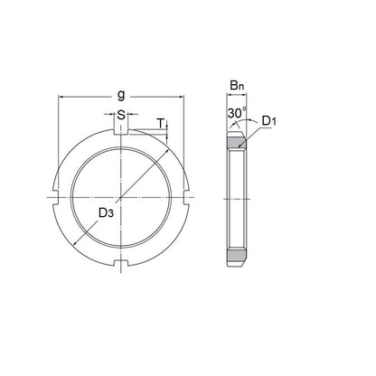 Lock Nut    M105 x 2 mm  - Bearing Steel - AN-KM Series - MBA  (Pack of 1)