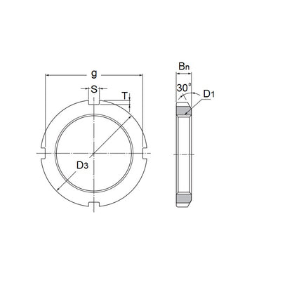 Lock Nut    M180 x 3 mm  - Bearing Steel - AN-KM Series - MBA  (Pack of 1)