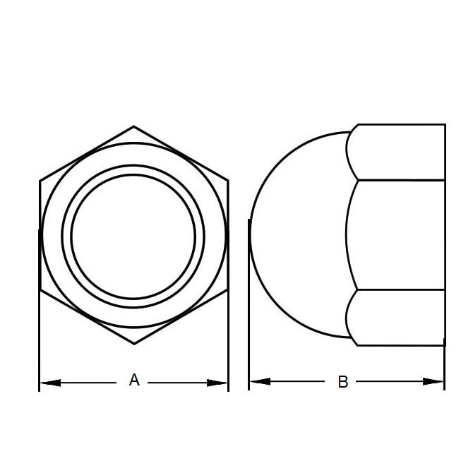 Dome Nut    M16 mm  -  Steel Chrome Plated - MBA  (Pack of 25)