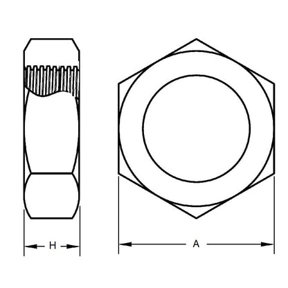 Hexagonal Nut    M10 mm  -  Stainless 316 - A4 - MBA  (Pack of 50)