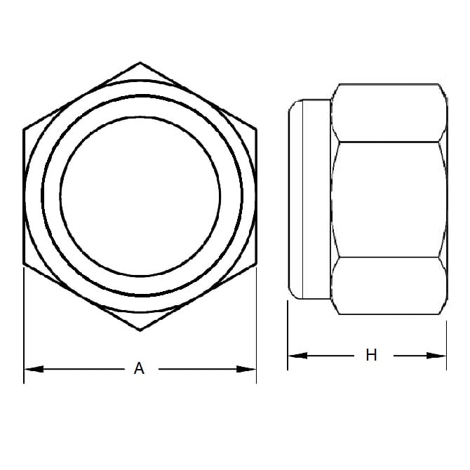 Hexagonal Nut 5/16-18 UNC  - Standard Insert 316 Stainless - MBA  (Pack of 50)