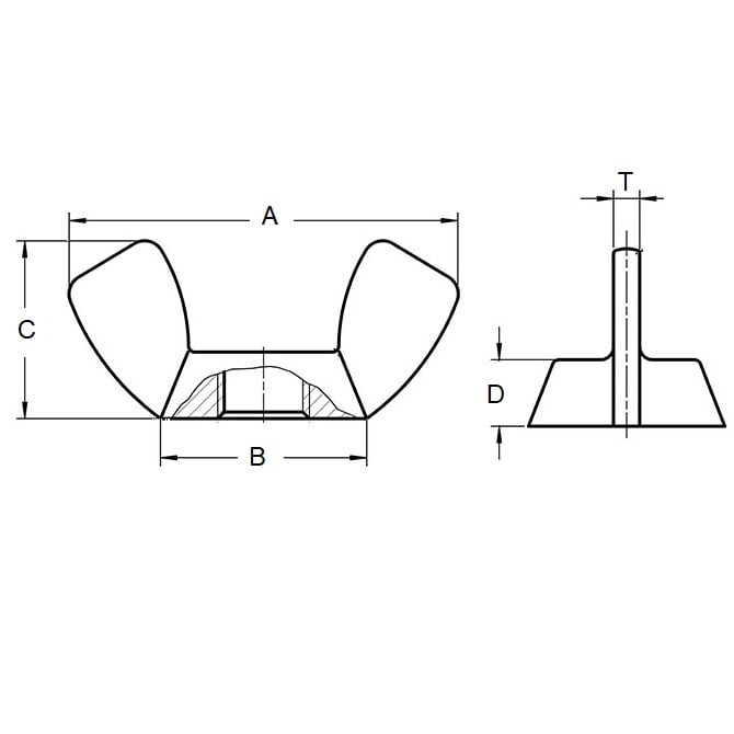 Wing Nut    M4  -  Brass - MBA  (Pack of 100)