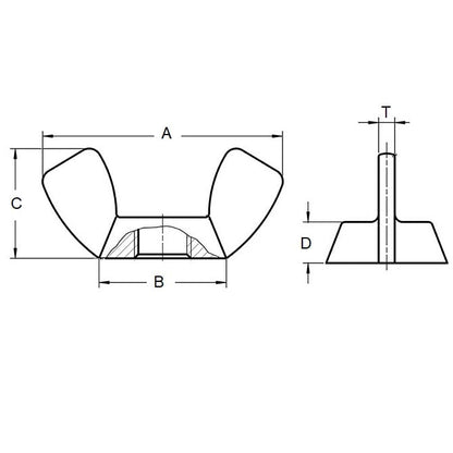 Wing Nut    M4  -  Brass - MBA  (Pack of 100)