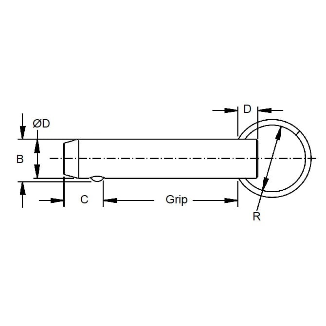 Ball Lock Pin    6.35 x 19.05 mm Stainless 304 Grade - Keyring Style - MBA  (Pack of 250)