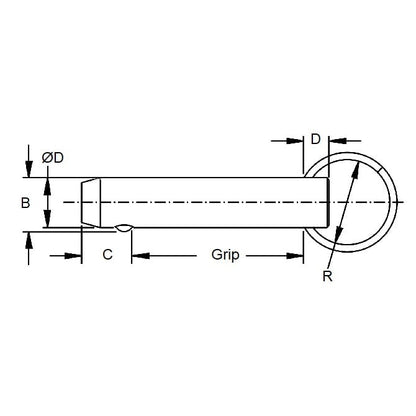 Ball Lock Pin    4.76 x 38.1 mm Carbon Steel - Keyring Style - MBA  (Pack of 1)