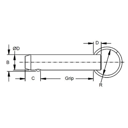 Ball Lock Pin    6.35 x 12.70 mm Stainless 303 Grade - Keyring Style - MBA  (Pack of 1)