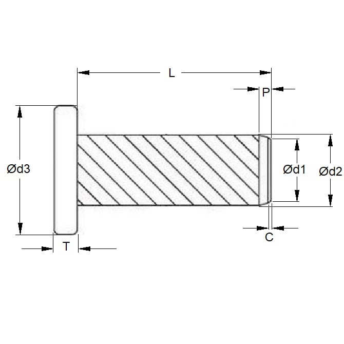 Hammer Drive Pin    1.4 x 5 x 1.46 mm  -  Carbon Steel - MBA  (Pack of 20)