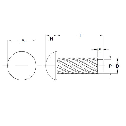 Hammer Drive Pin    1.24 x 3.2 mm  -  Stainless - MBA  (Pack of 100)