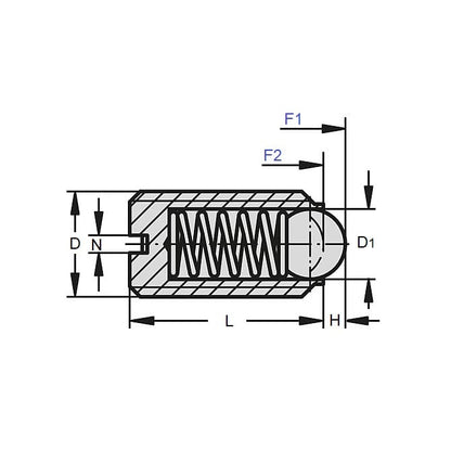 Ball Plunger    M10 x 19 mm  - Heavy Duty with Thread Lock Stainless 303 Grade - Ball - Threaded - MBA  (Pack of 10)