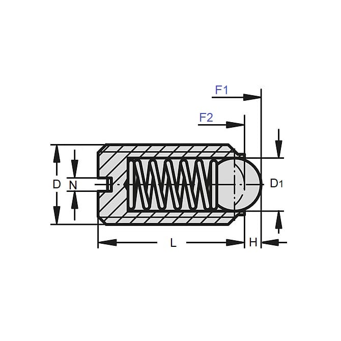 Ball Plunger    1/2-13 UNC x 25.9 mm  - with Thread Lock Stainless 303 Grade - Ball - Threaded - MBA  (Pack of 1)