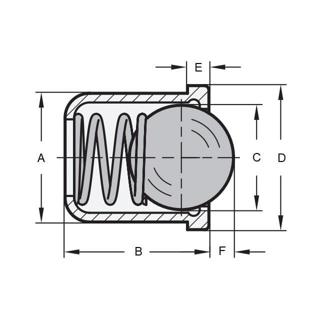 Ball Plunger    6 x 7 mm Stainless Body with Plastic Ball - Ball - Push Fit - MBA  (Pack of 50)