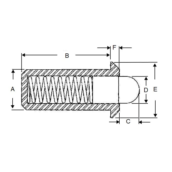 Spring Plunger    4.78 x 11.2 mm  - Light Duty Steel - Spring - Push Fit - MBA  (Pack of 1)