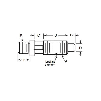 Spring Plunger    M12 x 22.2 mm  - Adaptor Locking Light Duty Steel - Spring - Threaded - MBA  (Pack of 125)