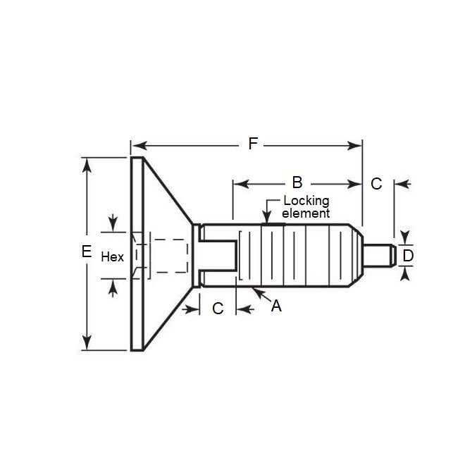 Spring Plunger    1/2-13 UNC x 16.5 mm  - Hex Drive Handle Locking with Thread Lock Steel - Spring - Threaded - MBA  (Pack of 1)